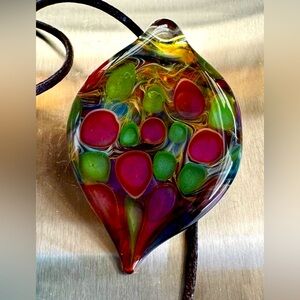 Artisan made handblown glass pendant necklace